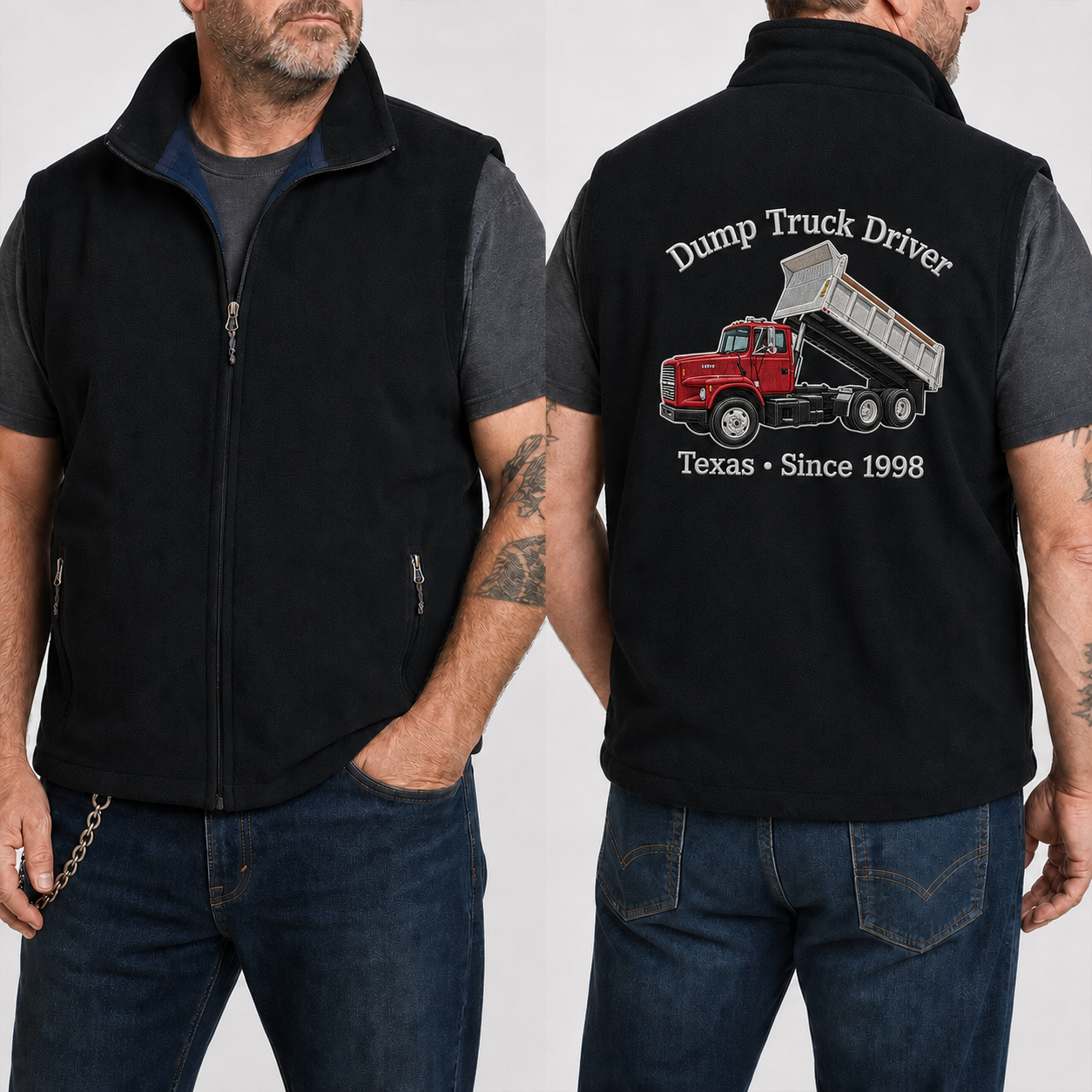 Custom Big Truck Embroidered Vest with Company Info Custom Trucker Workwear