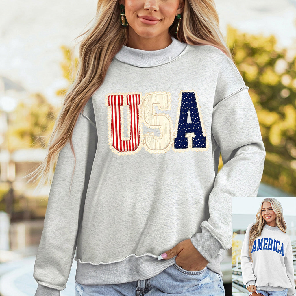 Personalized Reversible Sweatshirt Graphic Mock Neck Customizable Text
