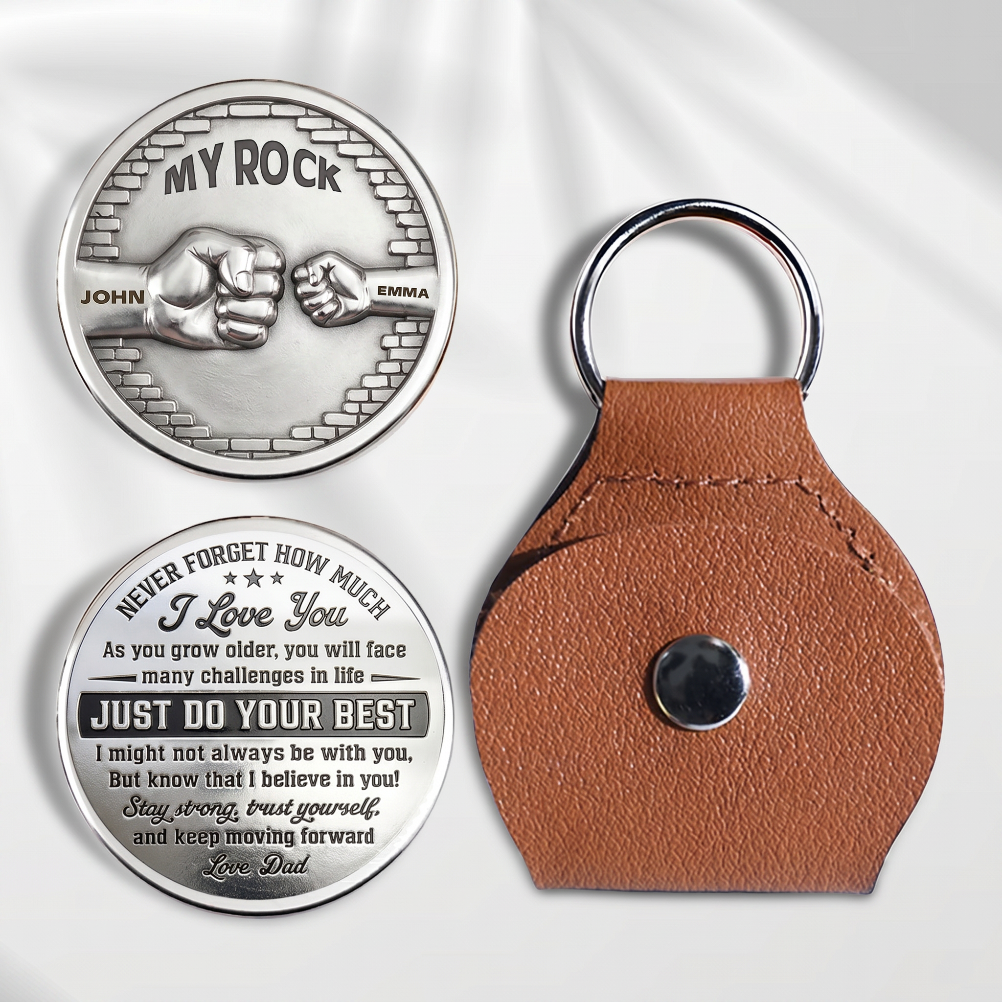 Top Dad Fist Personalized Custom Pocket Hug Coin-Father's Day Gift