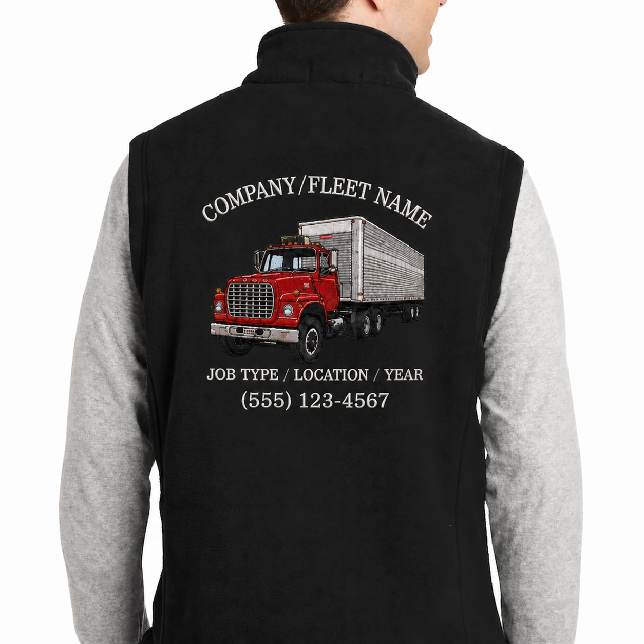Custom Big Truck Embroidered Vest with Company Info Custom Trucker Workwear