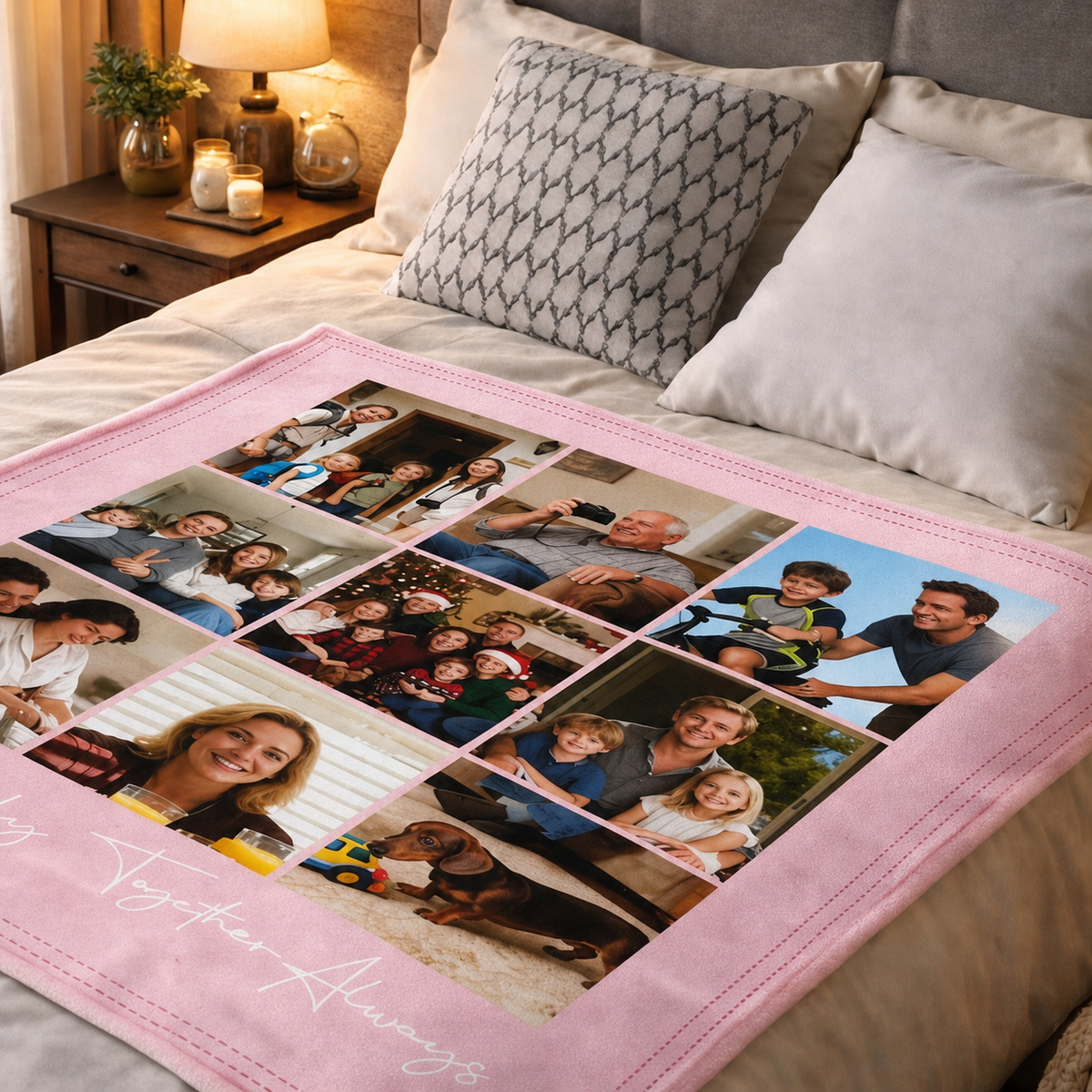 Custom 9-Photo Couple & Family Blanket | When Family Is Together, Always