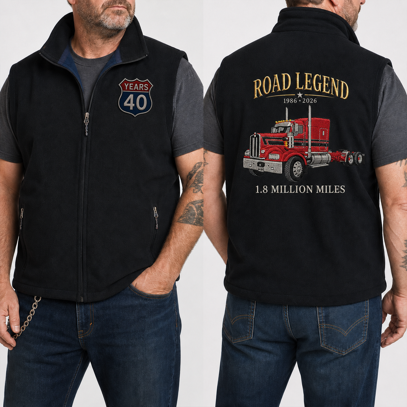 Personalized Truck Driver Embroidered Softshell Vest | Custom Trucker Workwear & Career Legacy Gift for Retirement, Years of Service & Milestone Celebrations