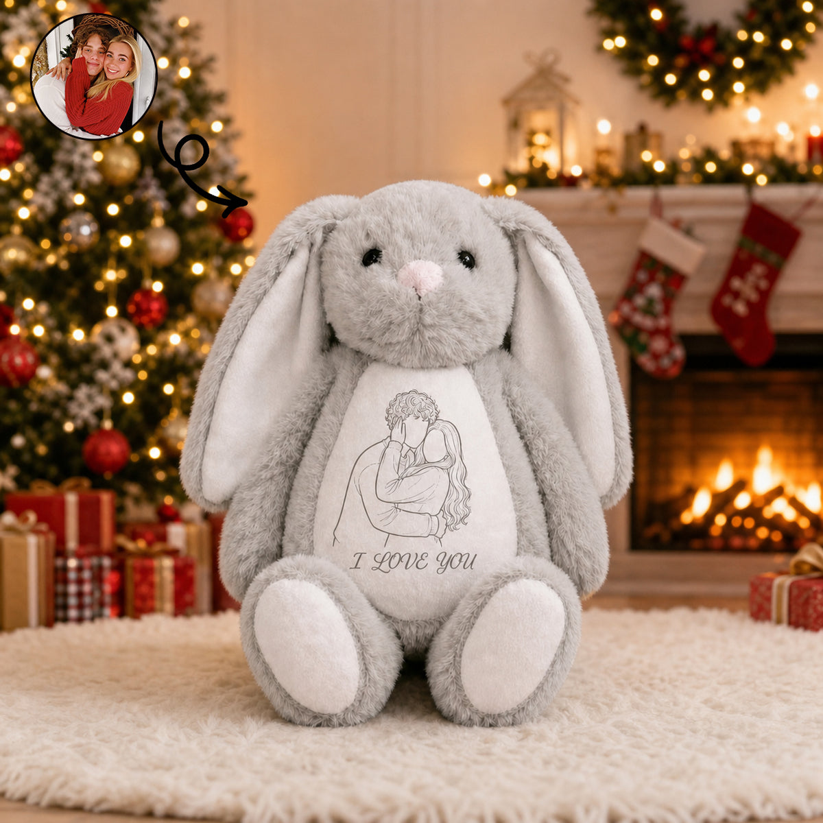 Custom Photo Outline Plush with Personalized Text – A Unique Keepsake for Couples & Loved Ones