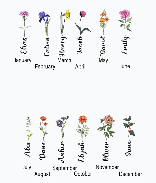 Custom Embroidered Mom’s Garden Sweatshirt with Birth Month Flower Name