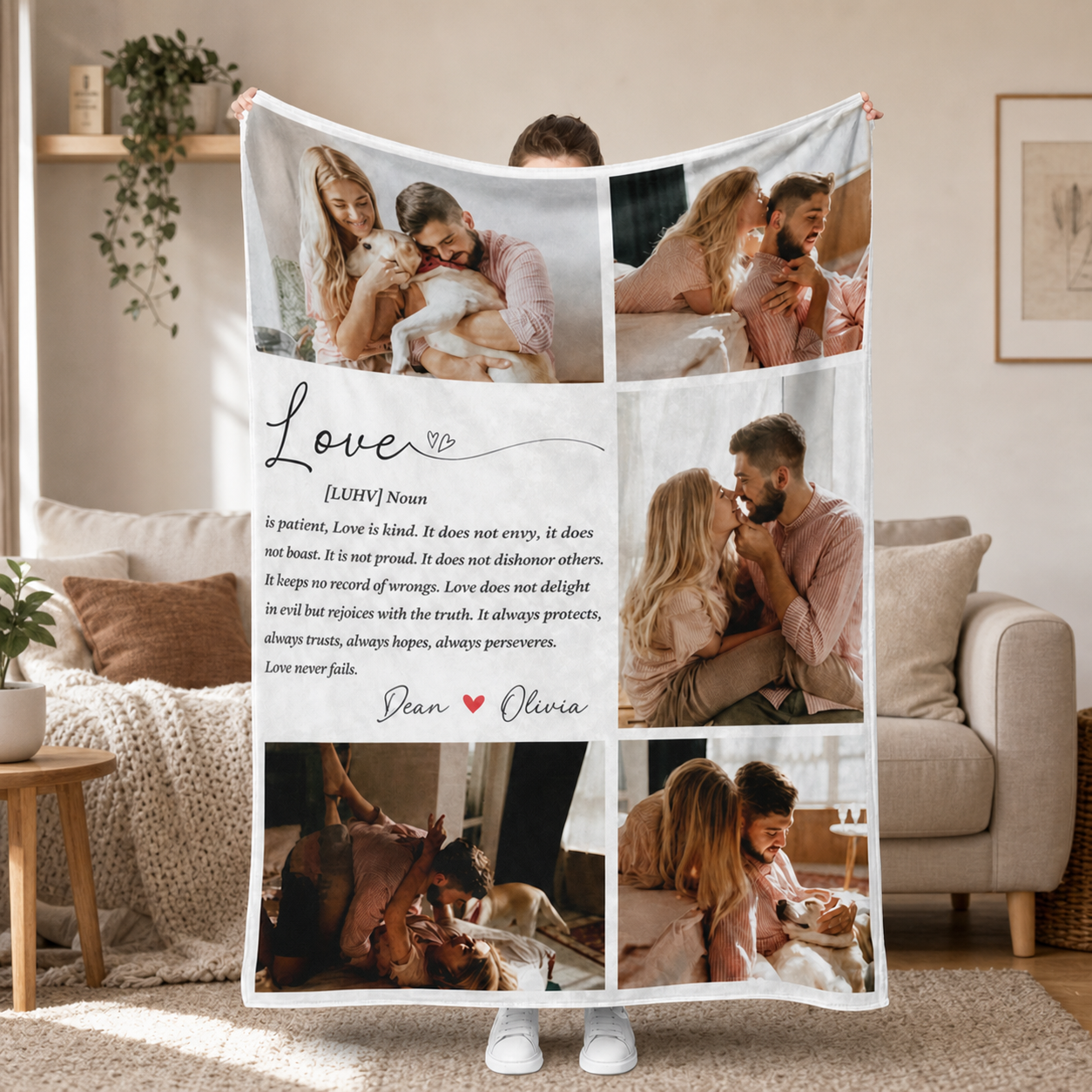 Love Noun Custom Blanket – Personalized Photo Throw for Couples