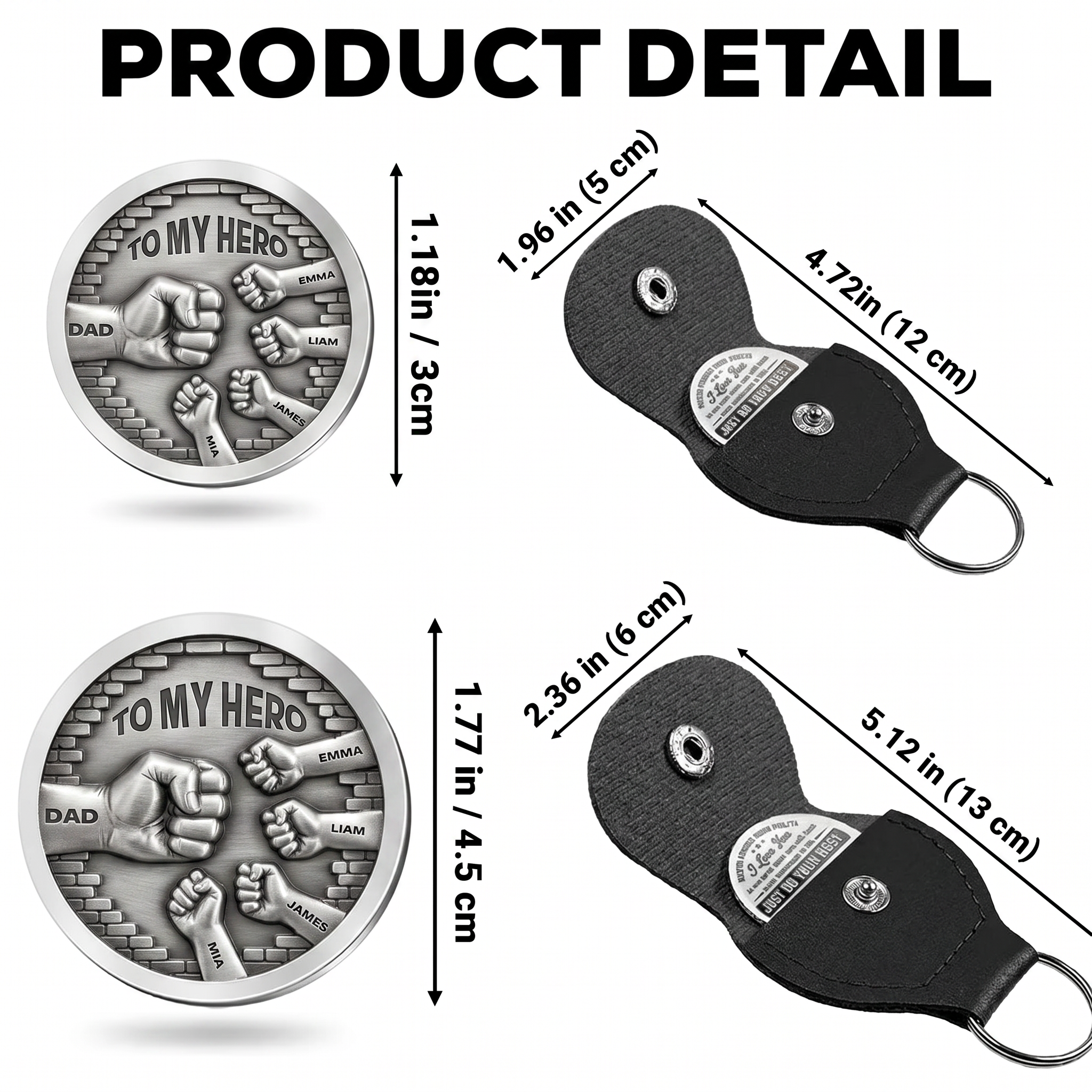 Top Dad Fist Personalized Custom Pocket Hug Coin-Father's Day Gift