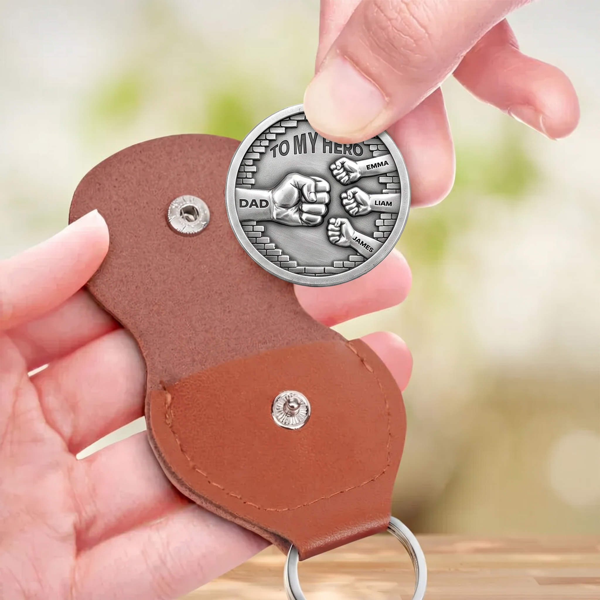 Top Dad Fist Personalized Custom Pocket Hug Coin-Father's Day Gift