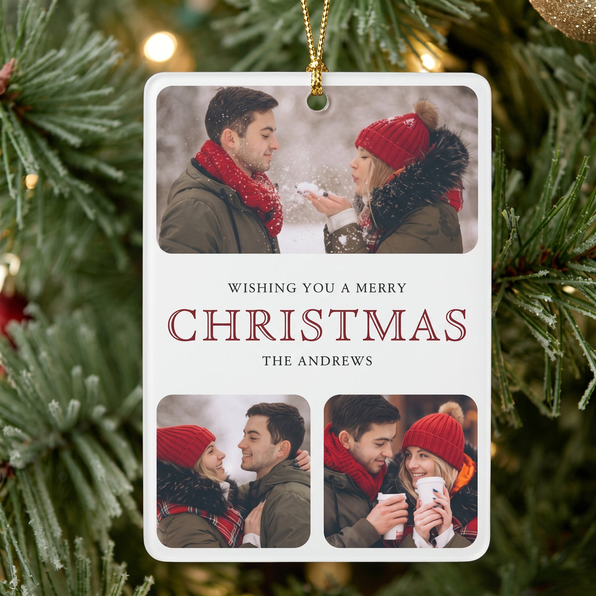 Postcard Christmas Ornament with Your Photo — Double-Sided, Pick Your Favorite Design