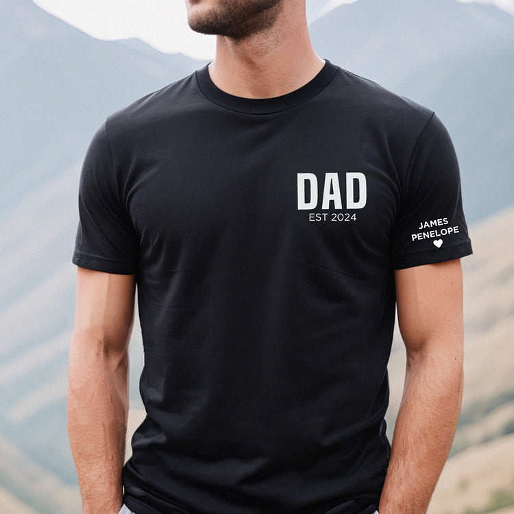 Dad's Love-Custom Dad Shirt with Kids Names On Sleeve