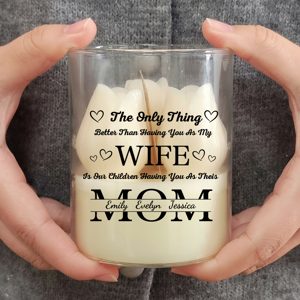 Personalized Soy Wax Candle – Custom Family Message Gift for Wife, Mother’s Day Special
