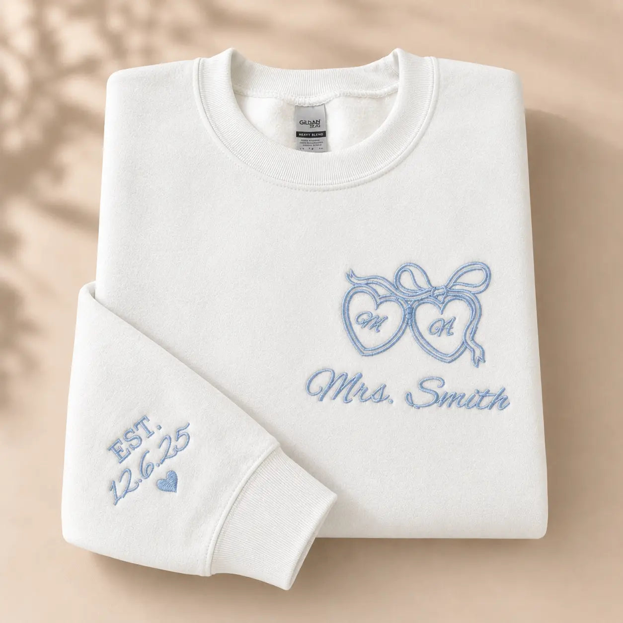 Personalized Bride Embroidered Sweatshirt for Future Mrs. with Custom Last Name & Wedding Date