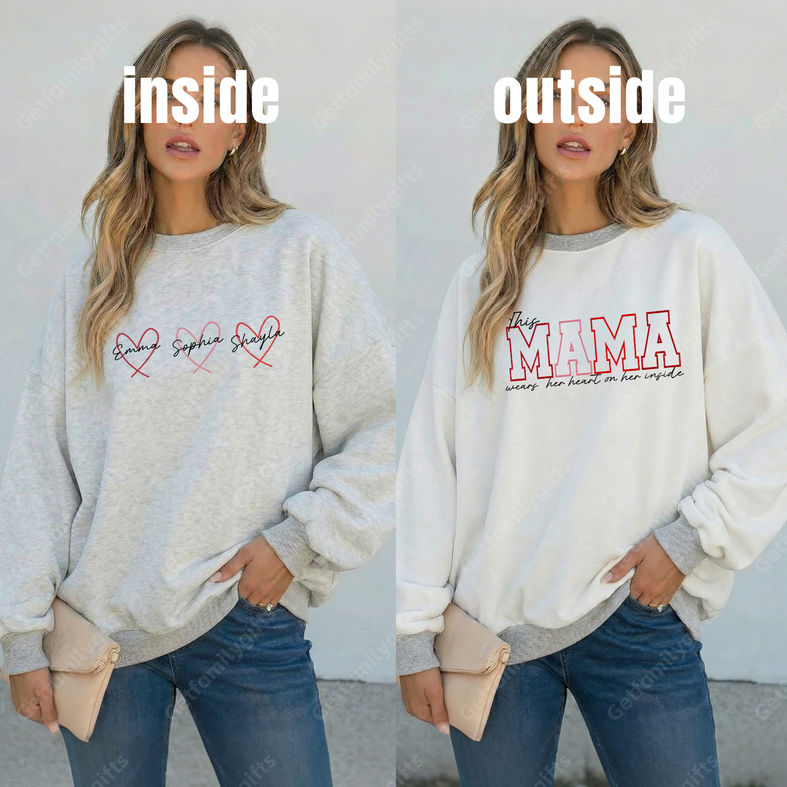 Wear Your Heart on the Inside – Custom Mama Reversible Sweatshirt