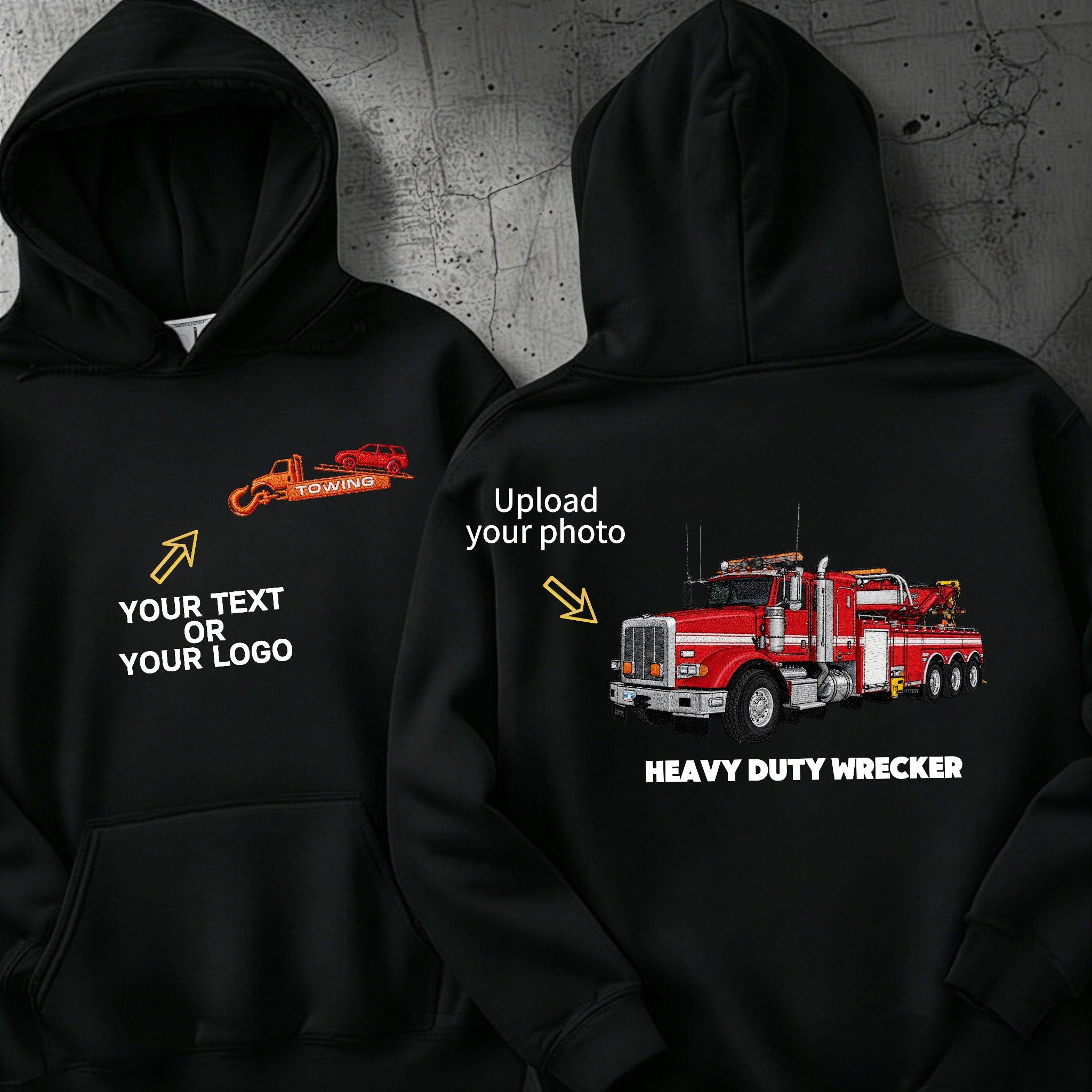 Custom Embroidered Road Rescue Truck Hoodie (Back Design)—The Perfect Gift For Car Enthusiasts, Boyfriends, Or Dads
