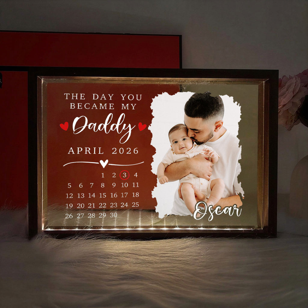 Custom LED Photo Frame for Dad | Personalized with "The Day You Became My Daddy" Date, Father's Day Gift