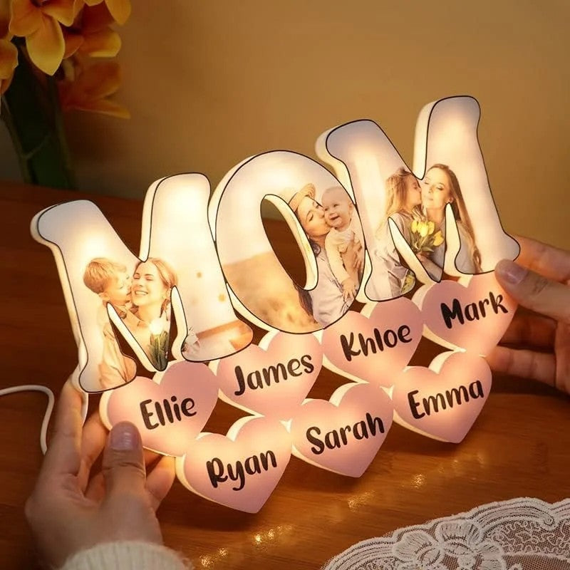 Personalized Photo Letter Night Light Acrylic Lamp Gifts for Mom Grandma Nana Wife