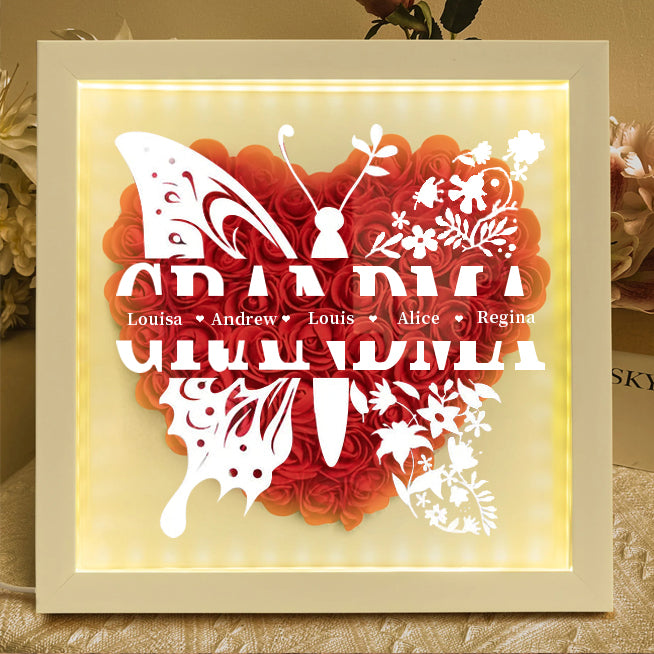 Personalized Mom Grandma Nana Butterfly Flower Shadow Box