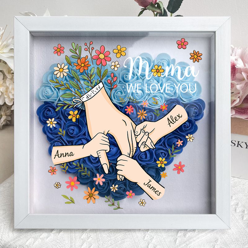 Personalized Hand in Hand with Mom Floral Shadow Box-Mother's Day gifts