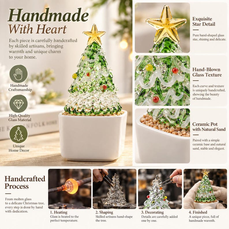 Personalized Christmas Tree Planter, Custom Glass Tree Decor, Handmade Holiday Keepsake,Christmas Gift