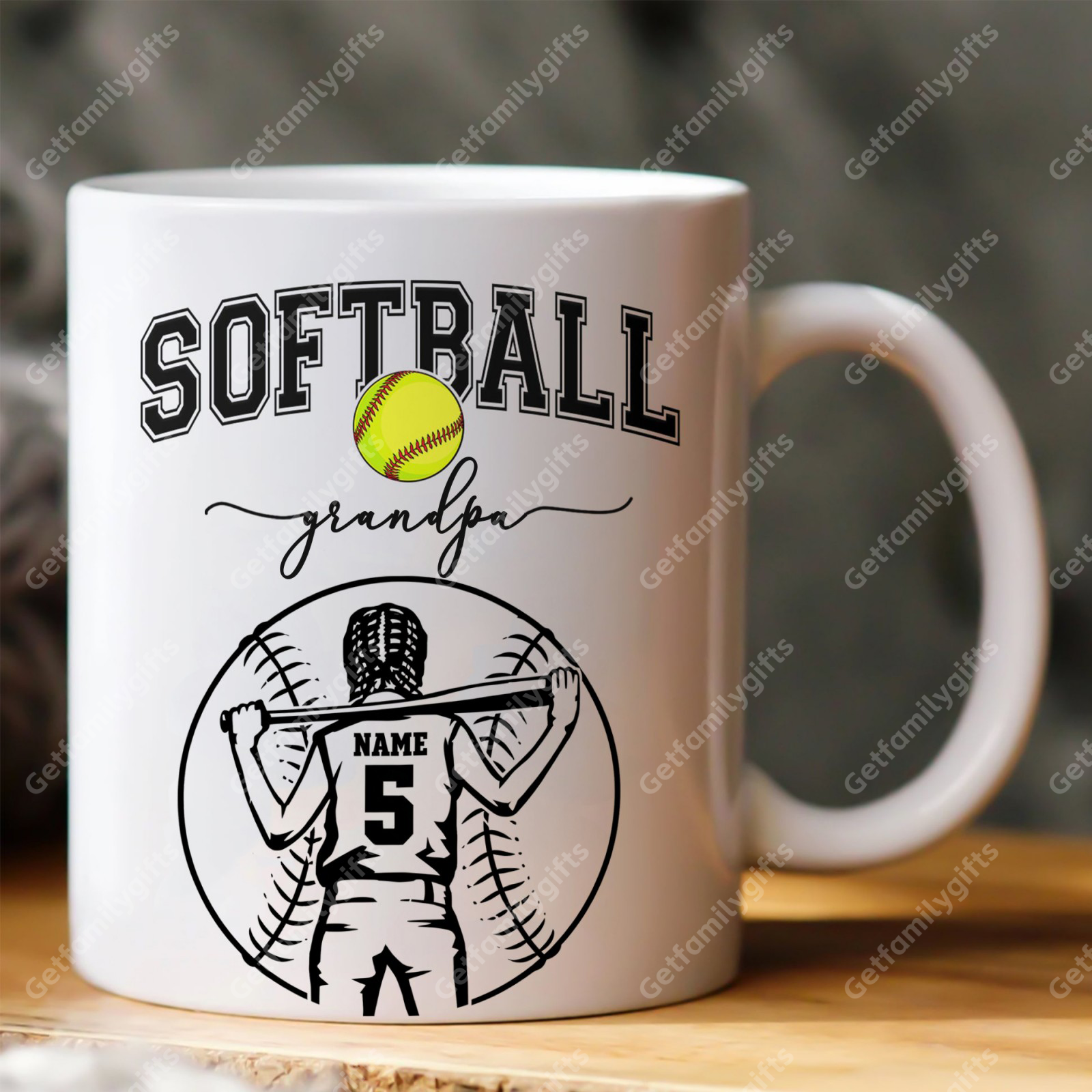 Custom Softball Player Mug - Personalized Sports Design with Softball Athlete Silhouette