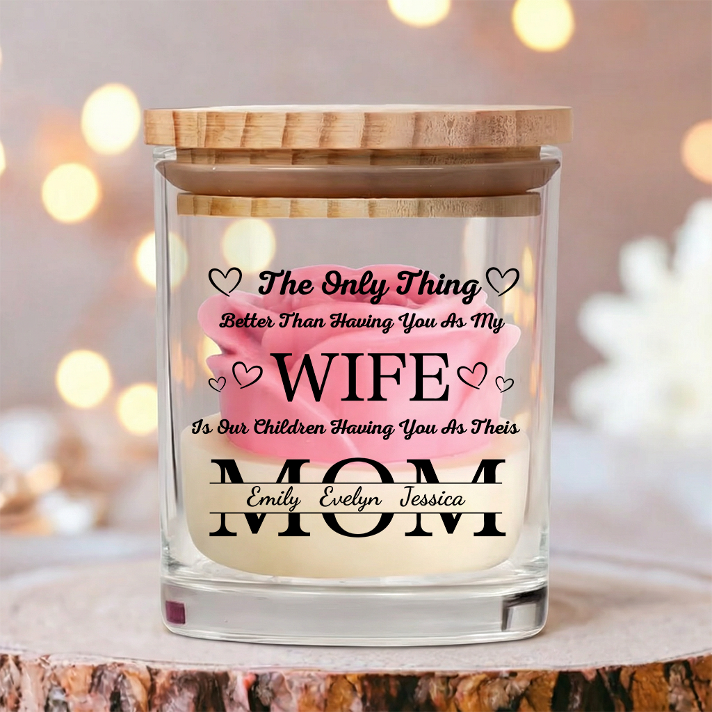 Personalized Soy Wax Candle – Custom Family Message Gift for Wife, Mother’s Day Special