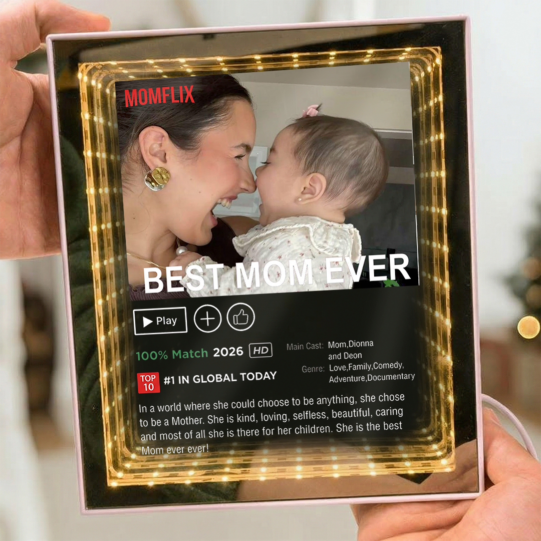 Custom Momflix Movie Photo Mirror Light box - Mother's Day Gift