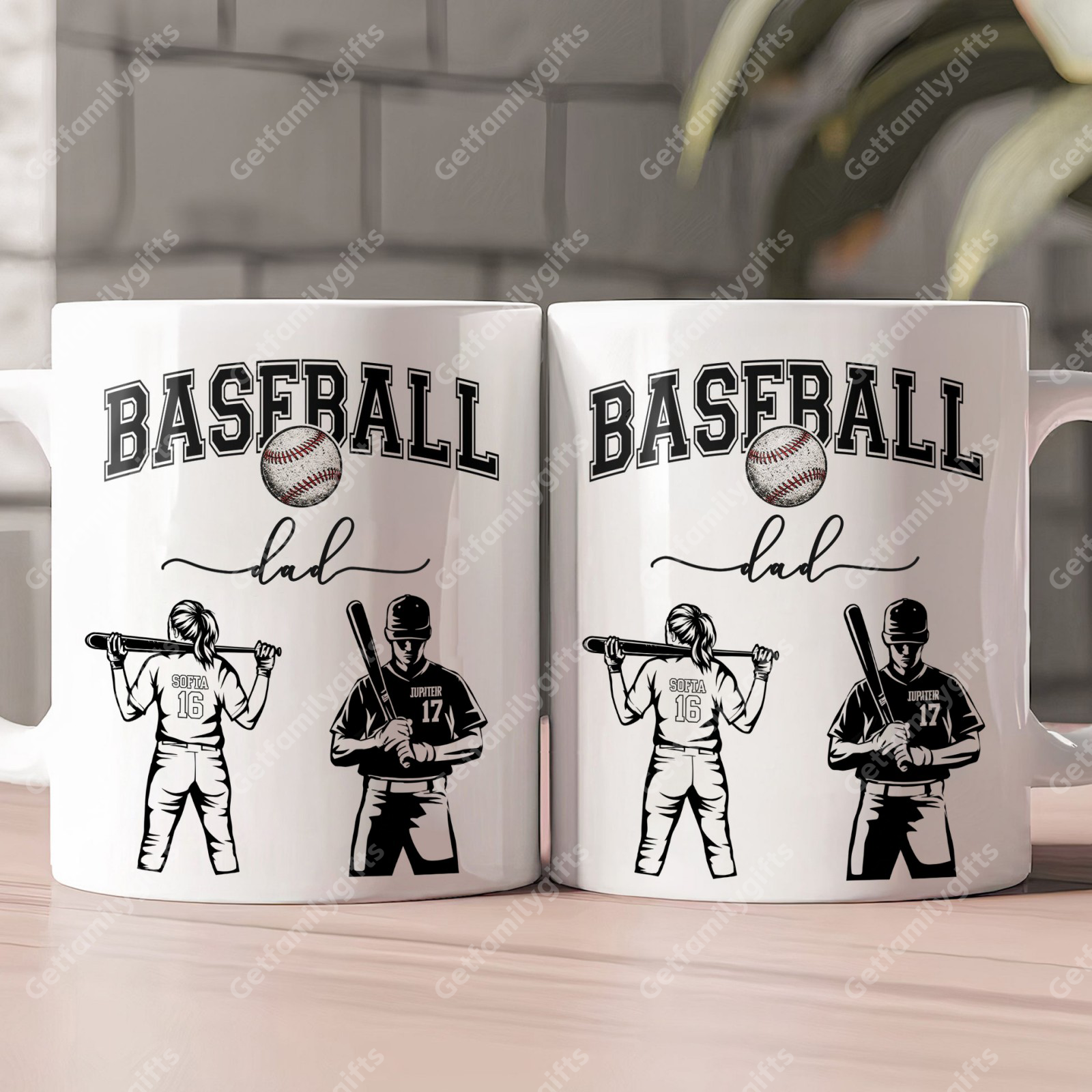 Custom Baseball Player Mug - Personalized Sports Design with Baseball Athlete Silhouette