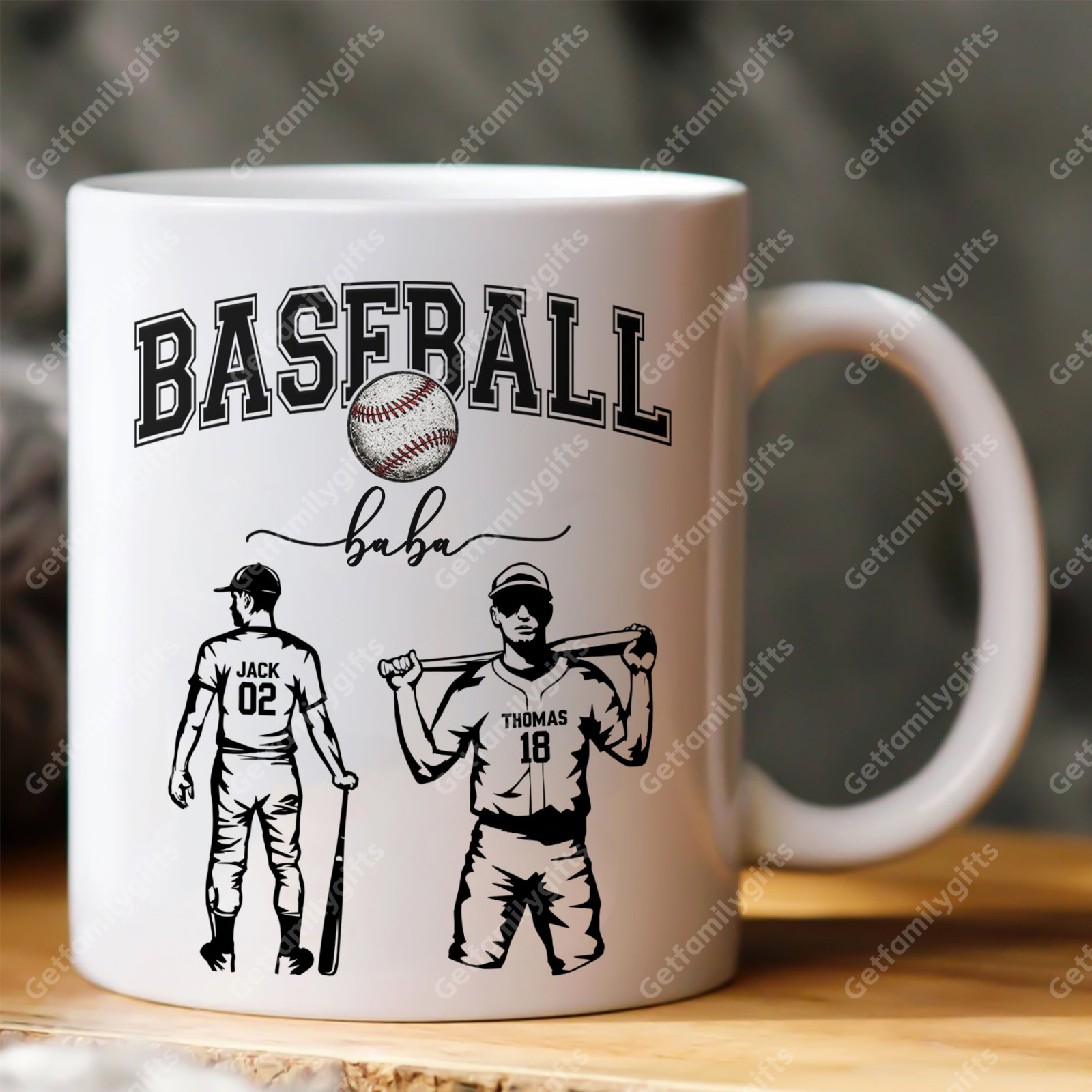 Custom Baseball Player Mug - Personalized Sports Design with Baseball Athlete Silhouette