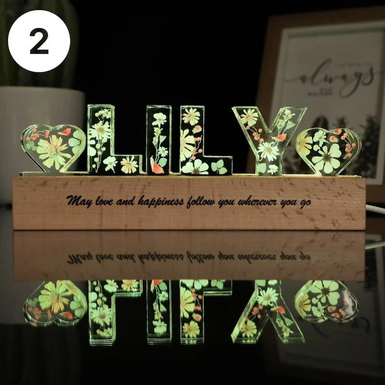 Custom Name Flower Night Light, Easter gift Personalized Light, Mother's Day Gift