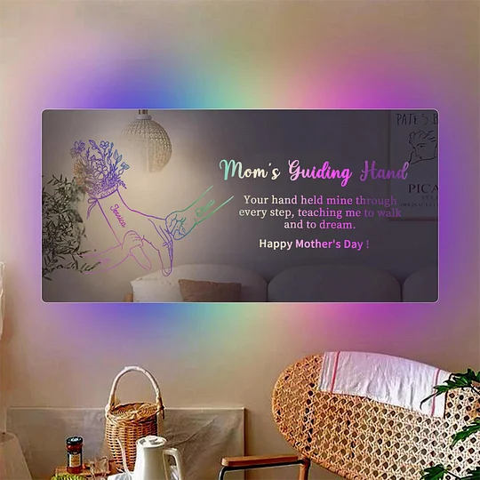 Hand in Hand - Personalized Mom and Kids' Hands Mirror Light - Creative Mother's Day Gift