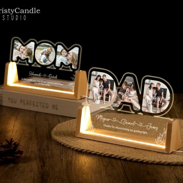 Personalized Best Dad Photo Name Night Light, Best Gift For Father's Day