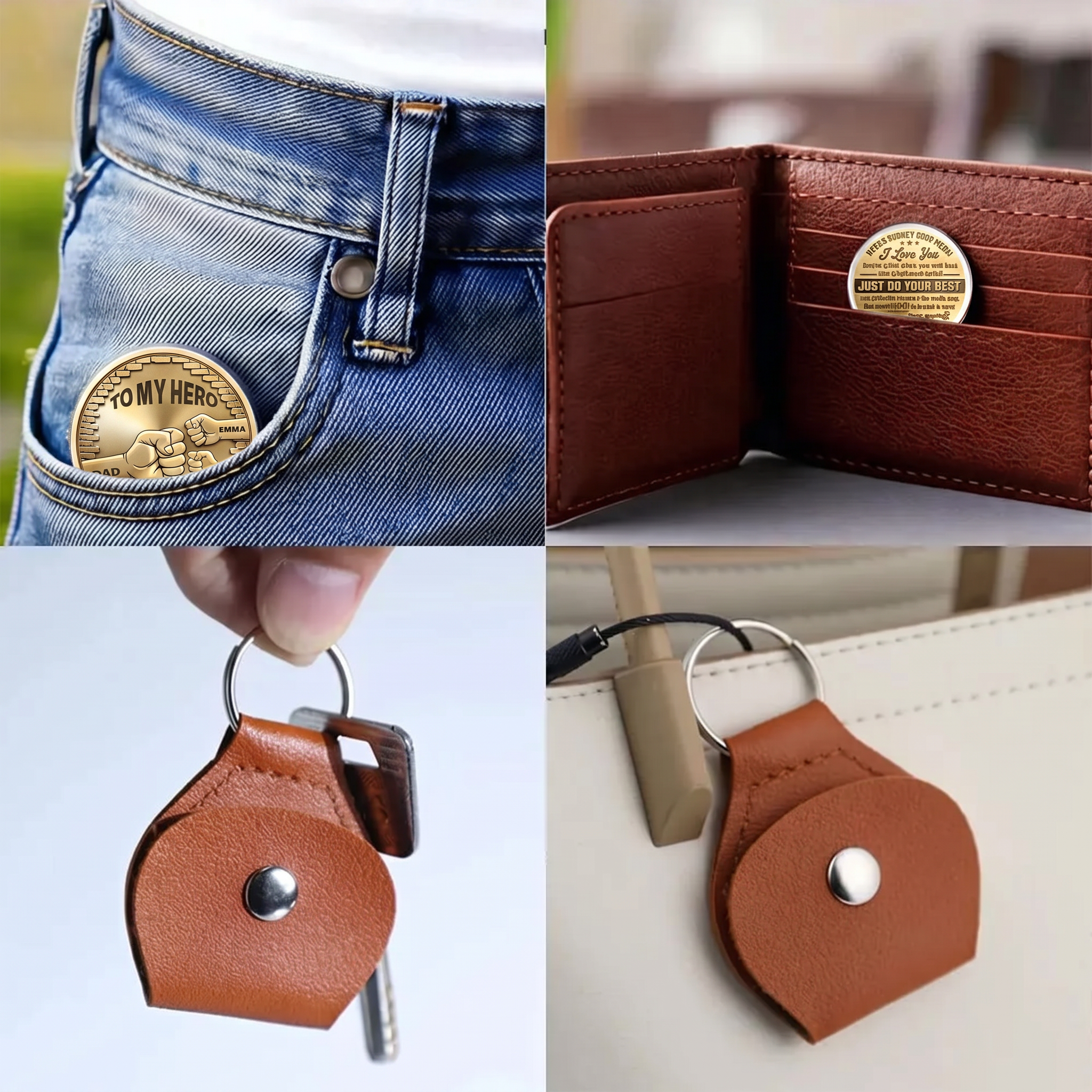 Top Dad Fist Personalized Custom Pocket Hug Coin-Father's Day Gift