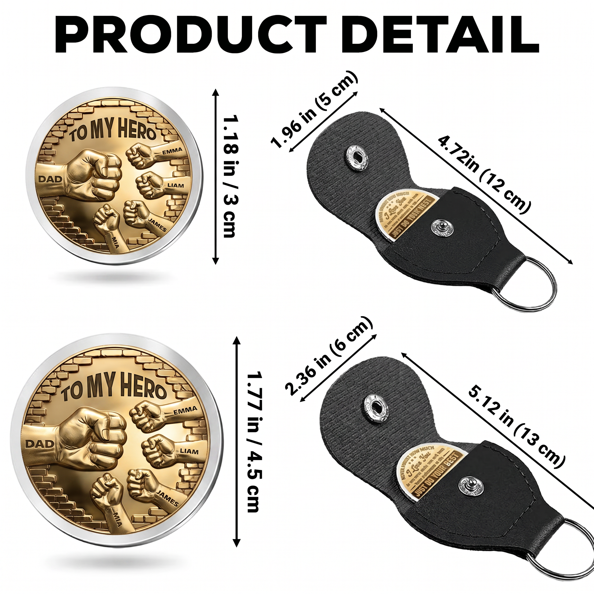 Top Dad Fist Personalized Custom Pocket Hug Coin-Father's Day Gift