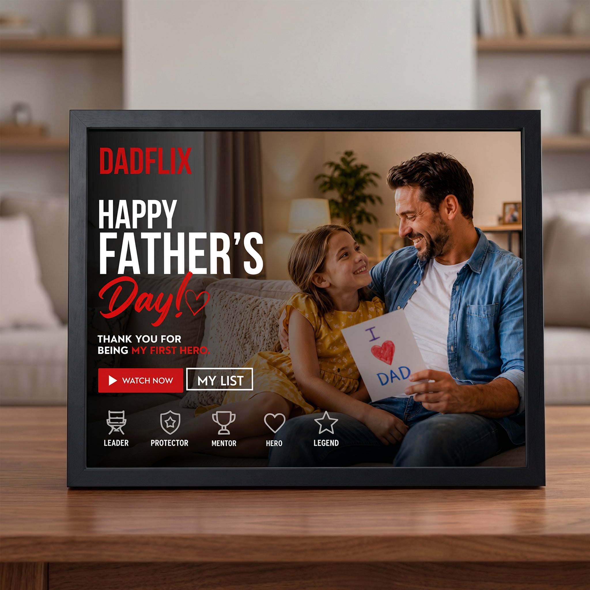 Personalized Dadflix Movie Frame – Custom Single Photo for Father’s Day Gift