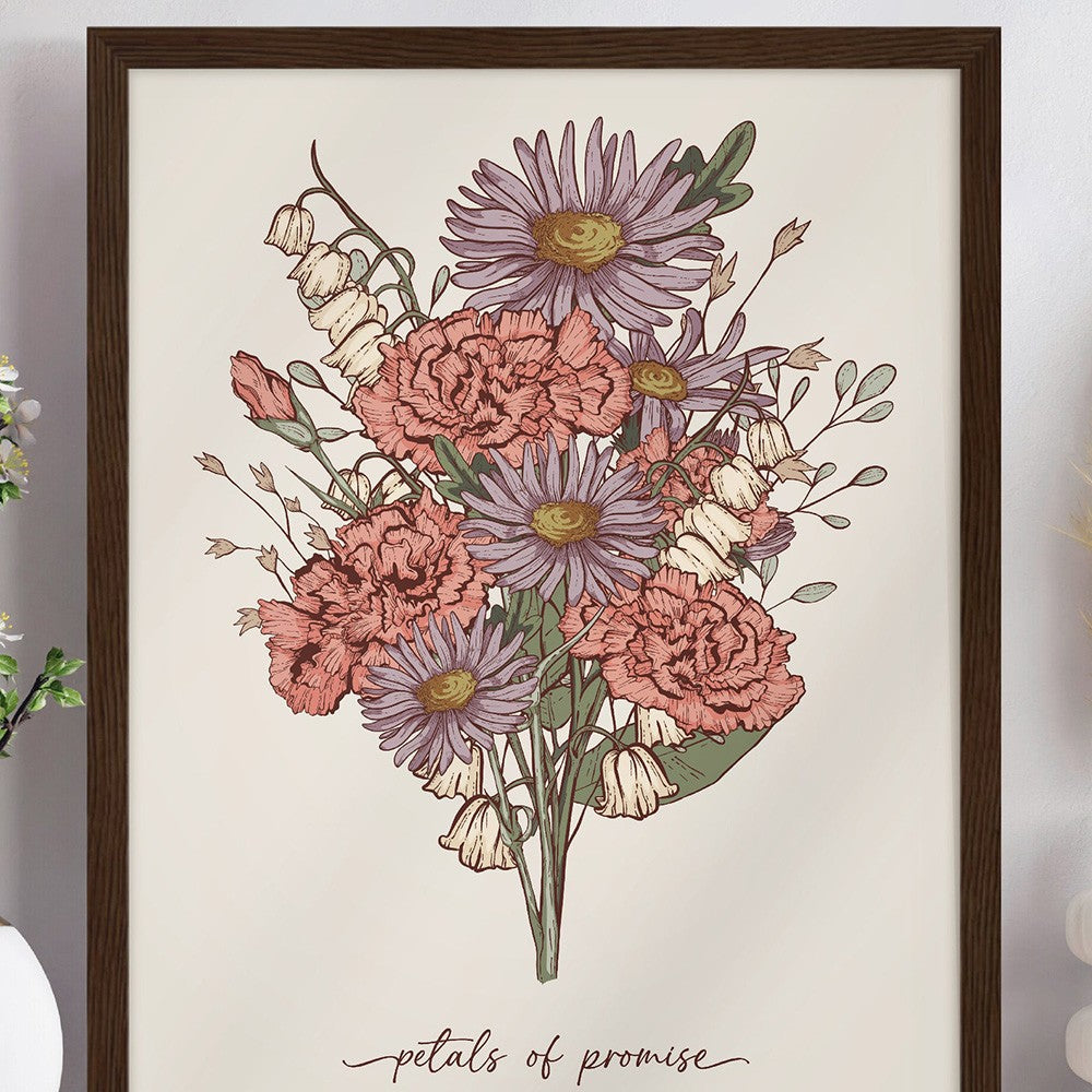 Grandma's Garden Birth Flower Bouquet Custom Art Print For Mother's Day Gift