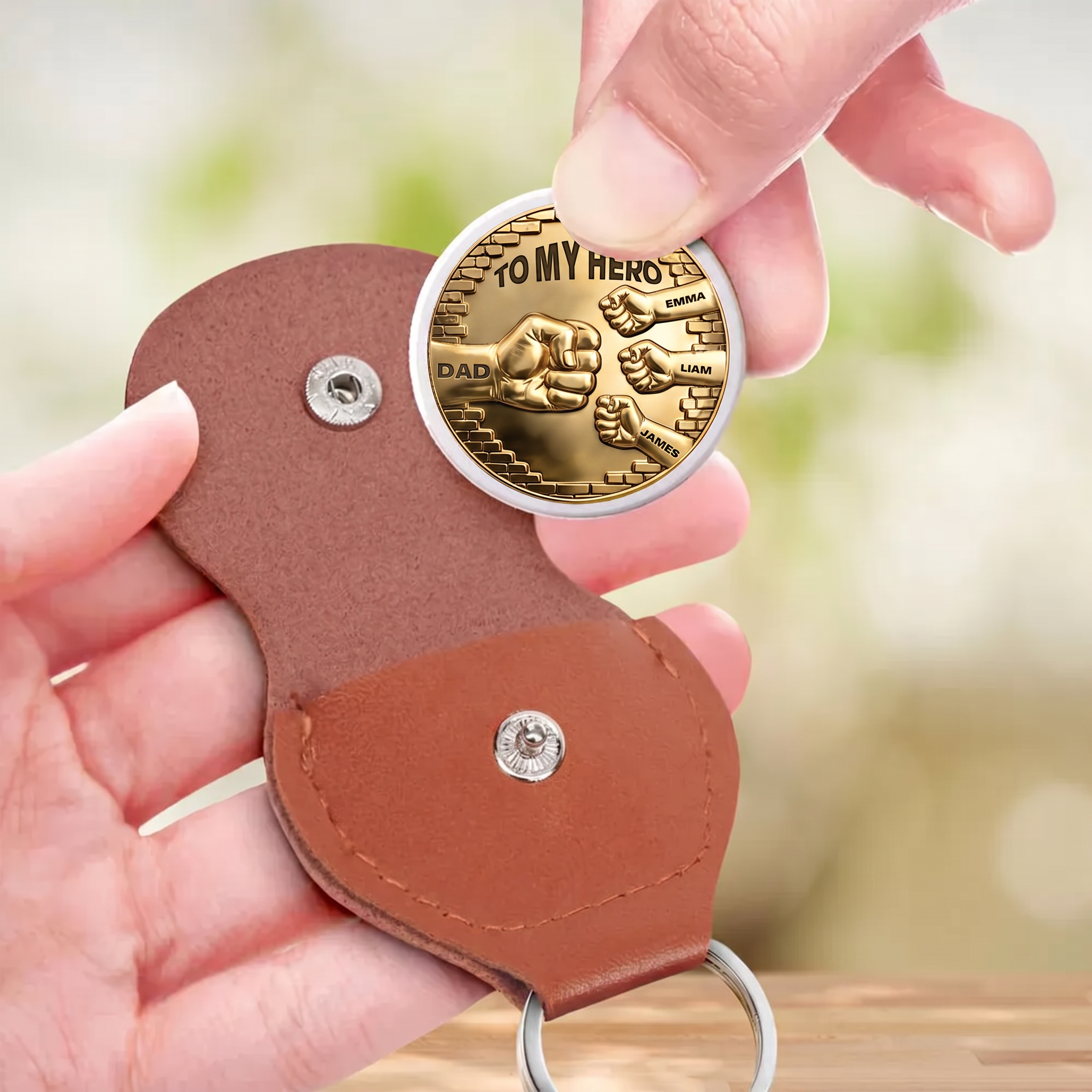 Top Dad Fist Personalized Custom Pocket Hug Coin-Father's Day Gift