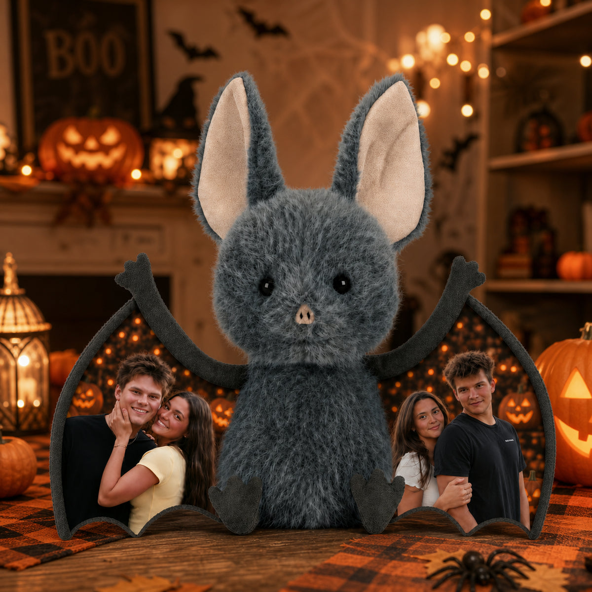 Personalized Photo Bat Plushie Spooky Cute Halloween Couple Keepsake Gift