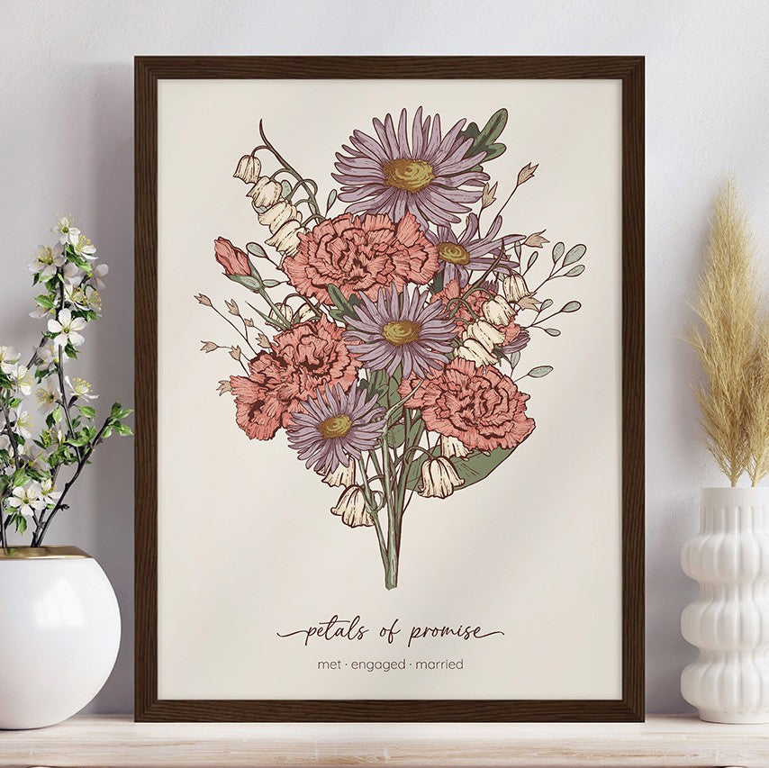 Grandma's Garden Birth Flower Bouquet Custom Art Print For Mother's Day Gift