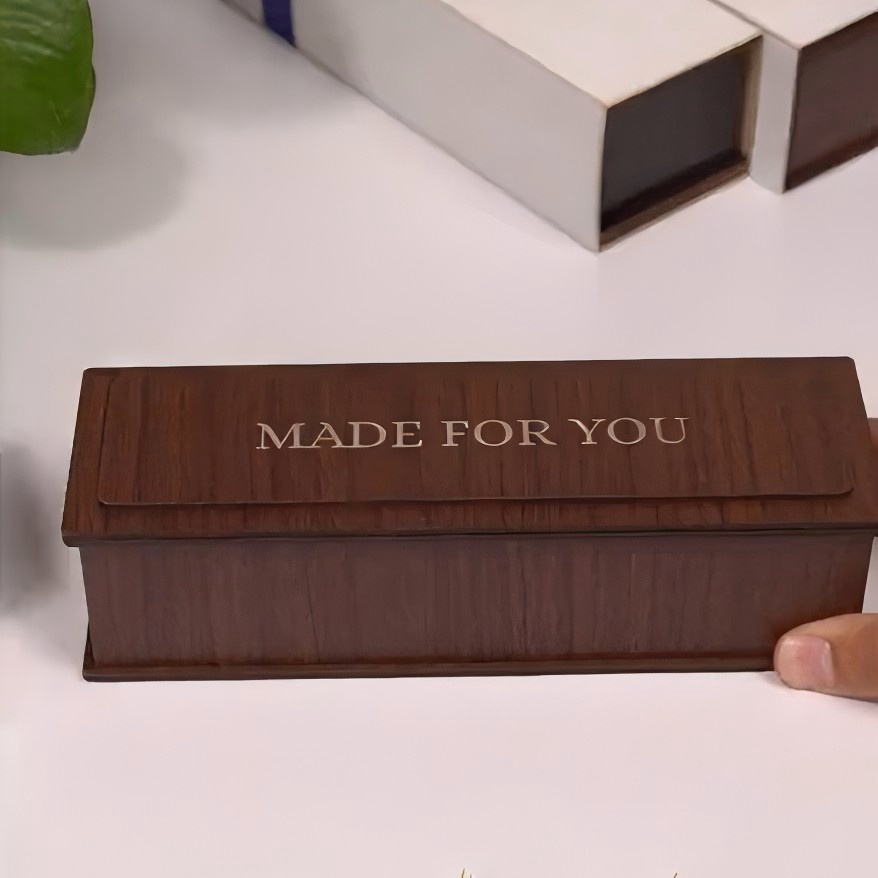 Custom Dual Name 3D Printing Flip Name With Wood Display Box