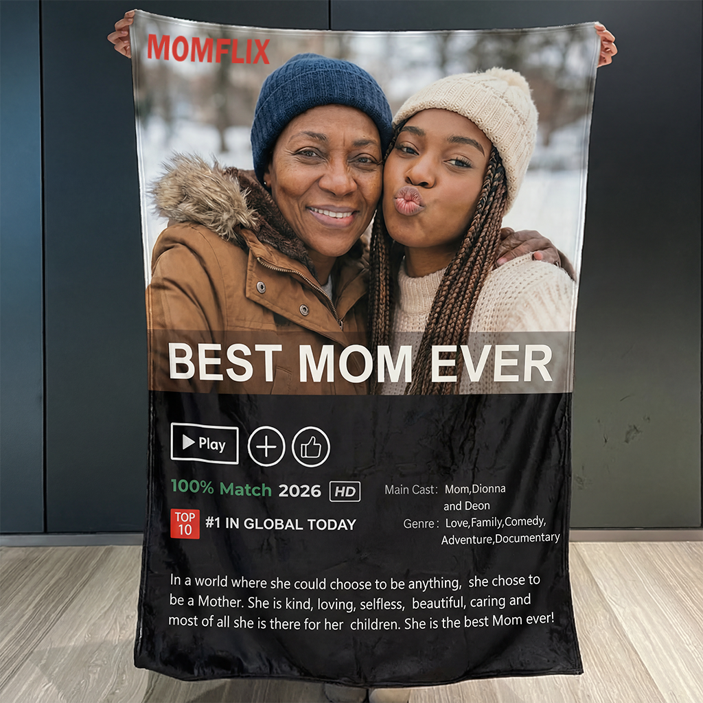 ⭐️Custom MOMFLIX Movie Photo Blanket: The Perfect Mother's Day Gift
