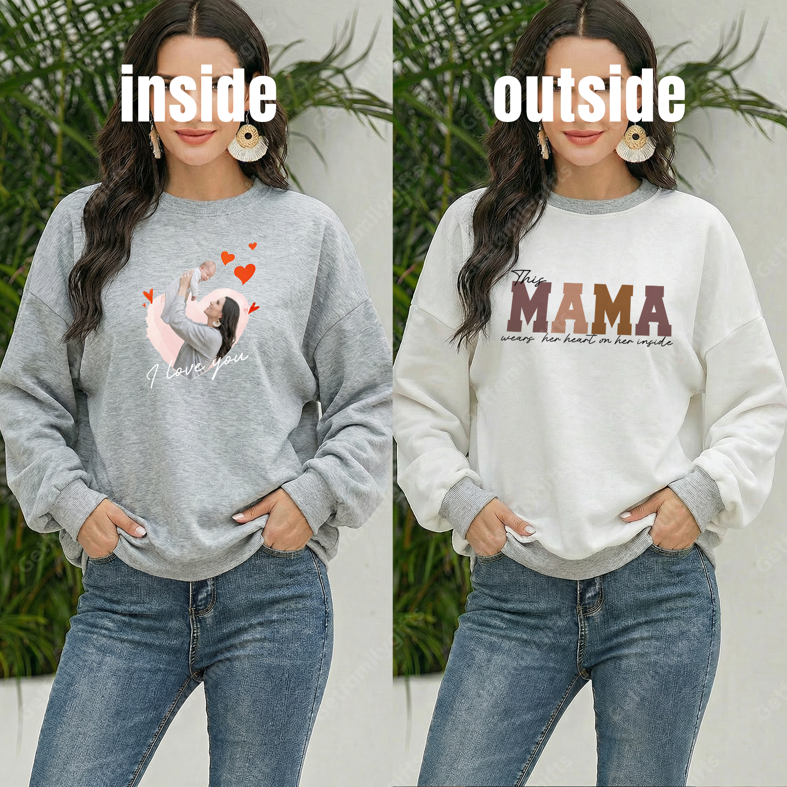 Wear Your Heart on the Inside – Custom Mama Reversible Sweatshirt