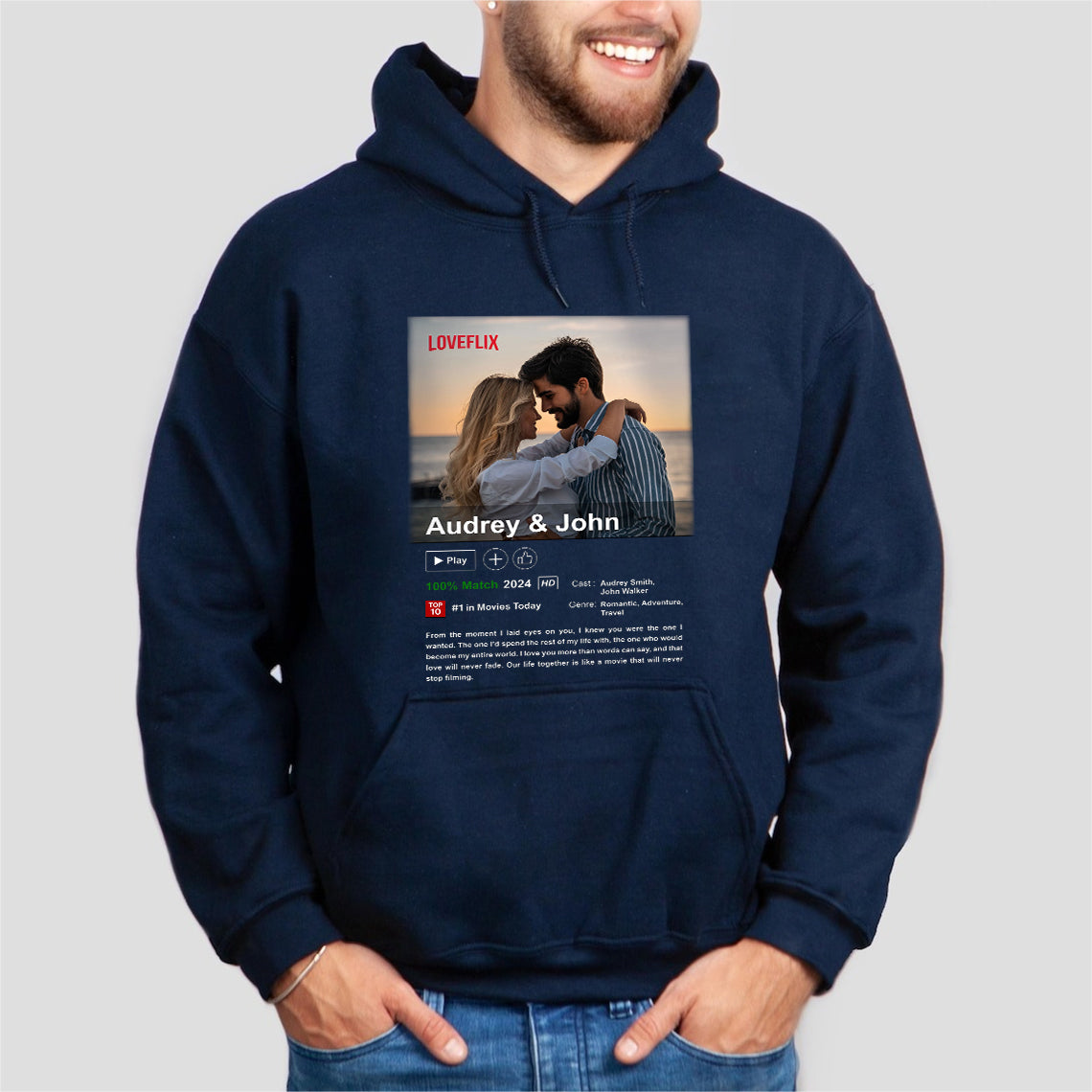⭐️Custom LOVEFLIX Movie Photo Shirt With Your Love Story