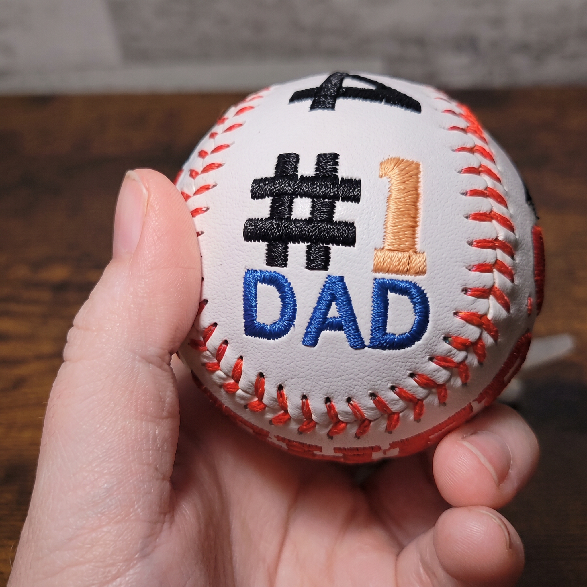 Custom Embroidered Father's Day Baseball | Personalized Text Keepsake Gift for Dad