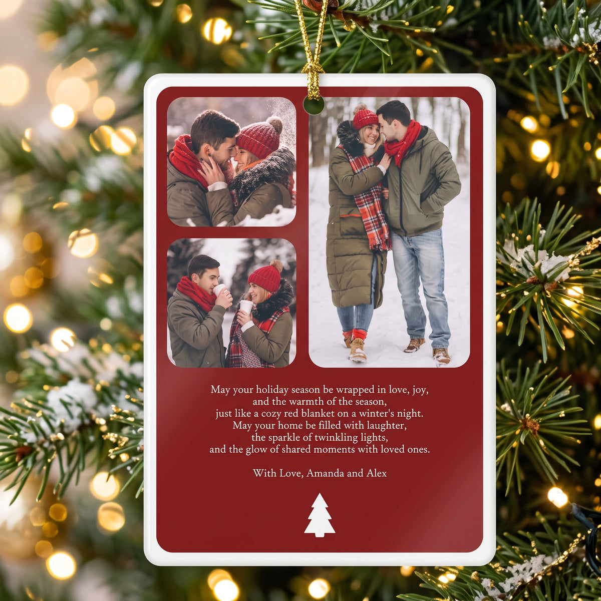 Postcard Christmas Ornament with Your Photo — Double-Sided, Pick Your Favorite Design