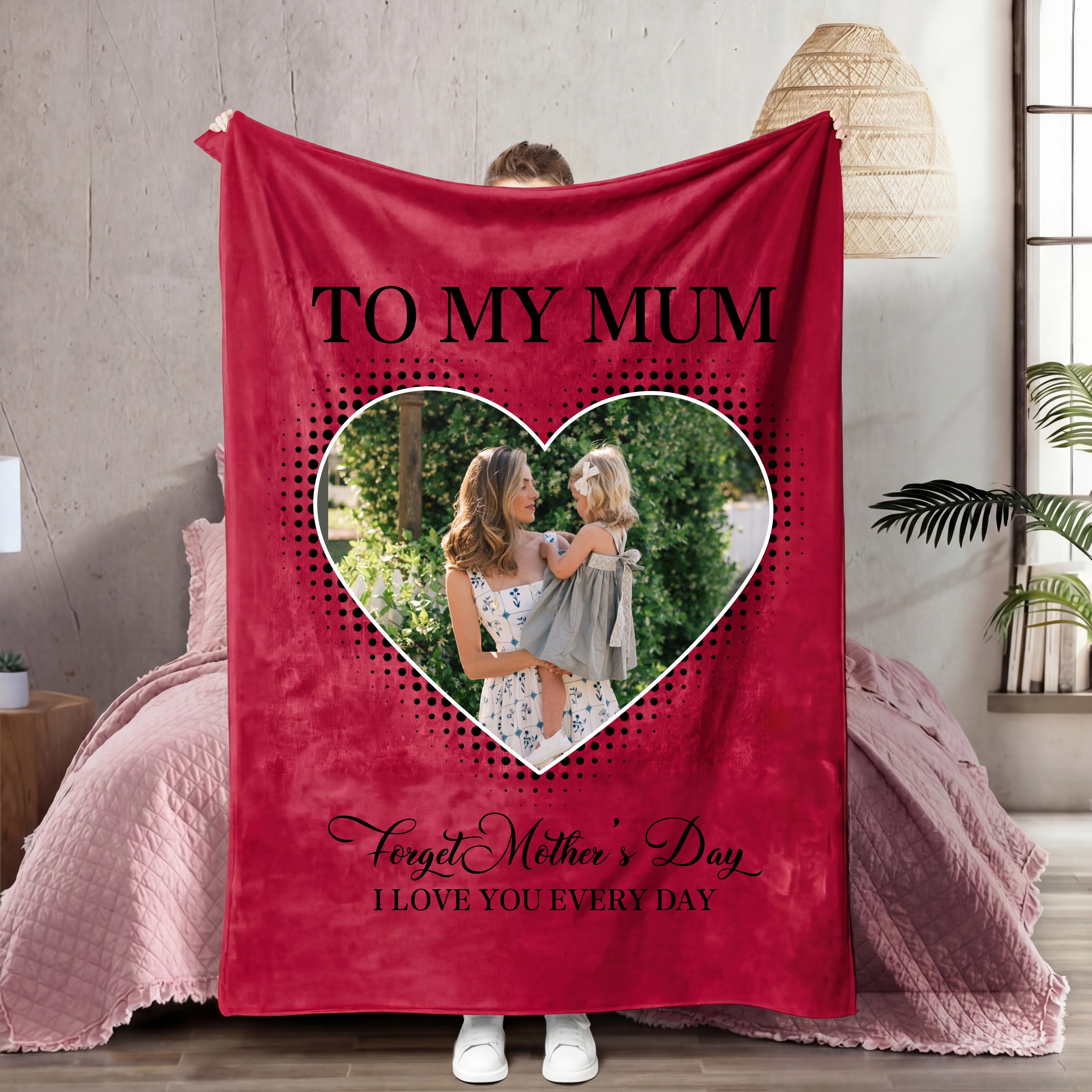 Personalized Heart Photo Blanket – Custom “To My Mum” Blanket Gift for Mom | Mother’s Day Gift