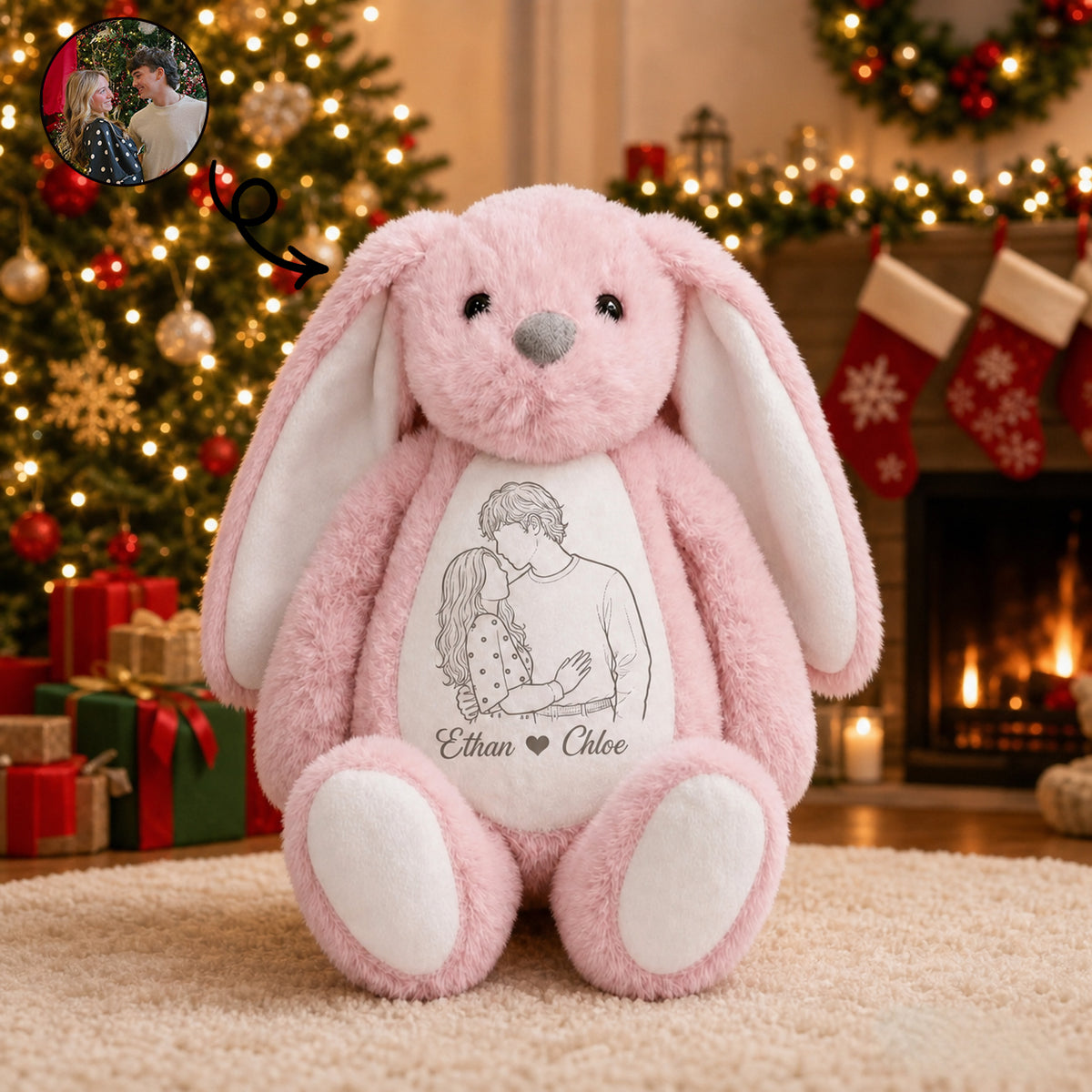 Custom Photo Outline Plush with Personalized Text – A Unique Keepsake for Couples & Loved Ones