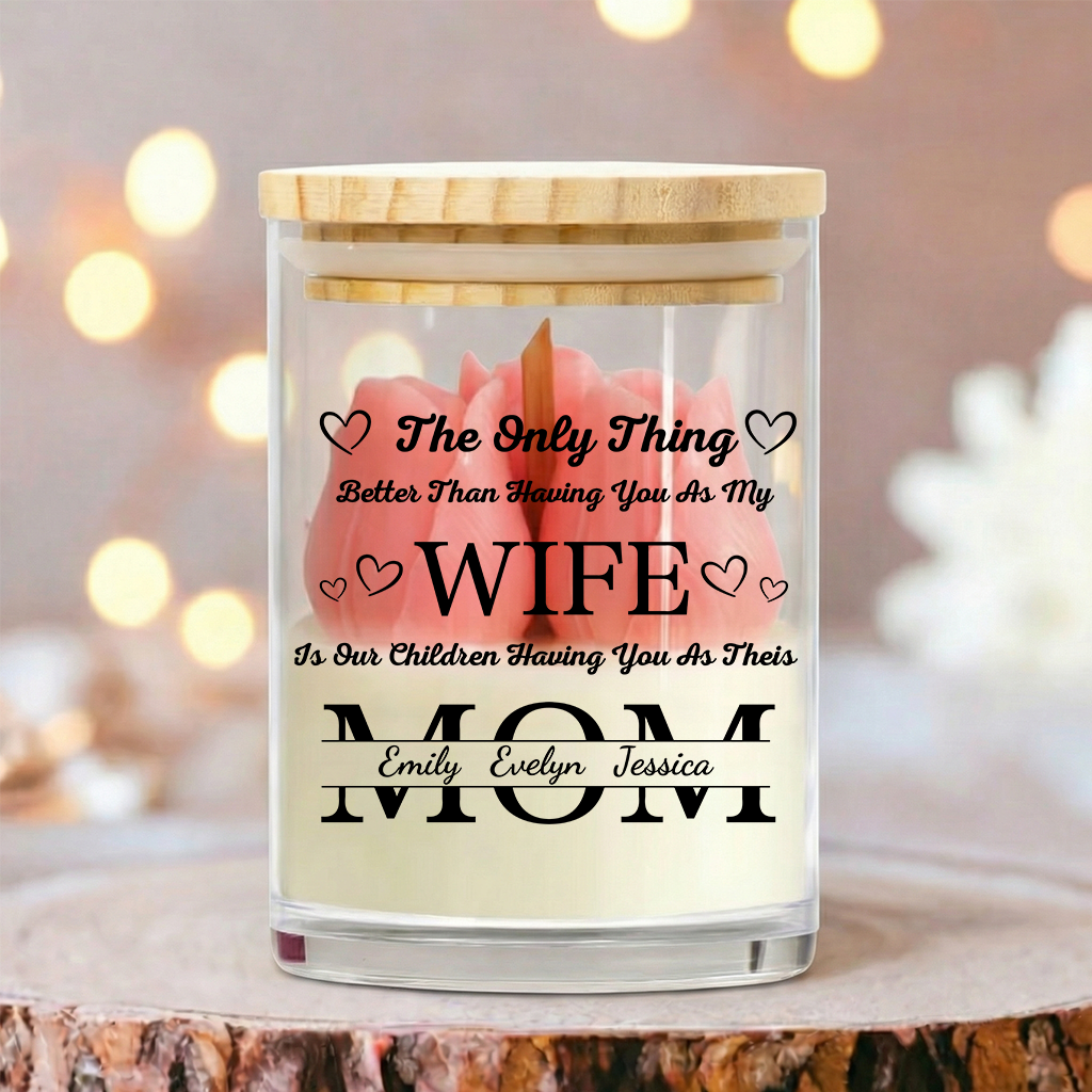 Personalized Soy Wax Candle – Custom Family Message Gift for Wife, Mother’s Day Special