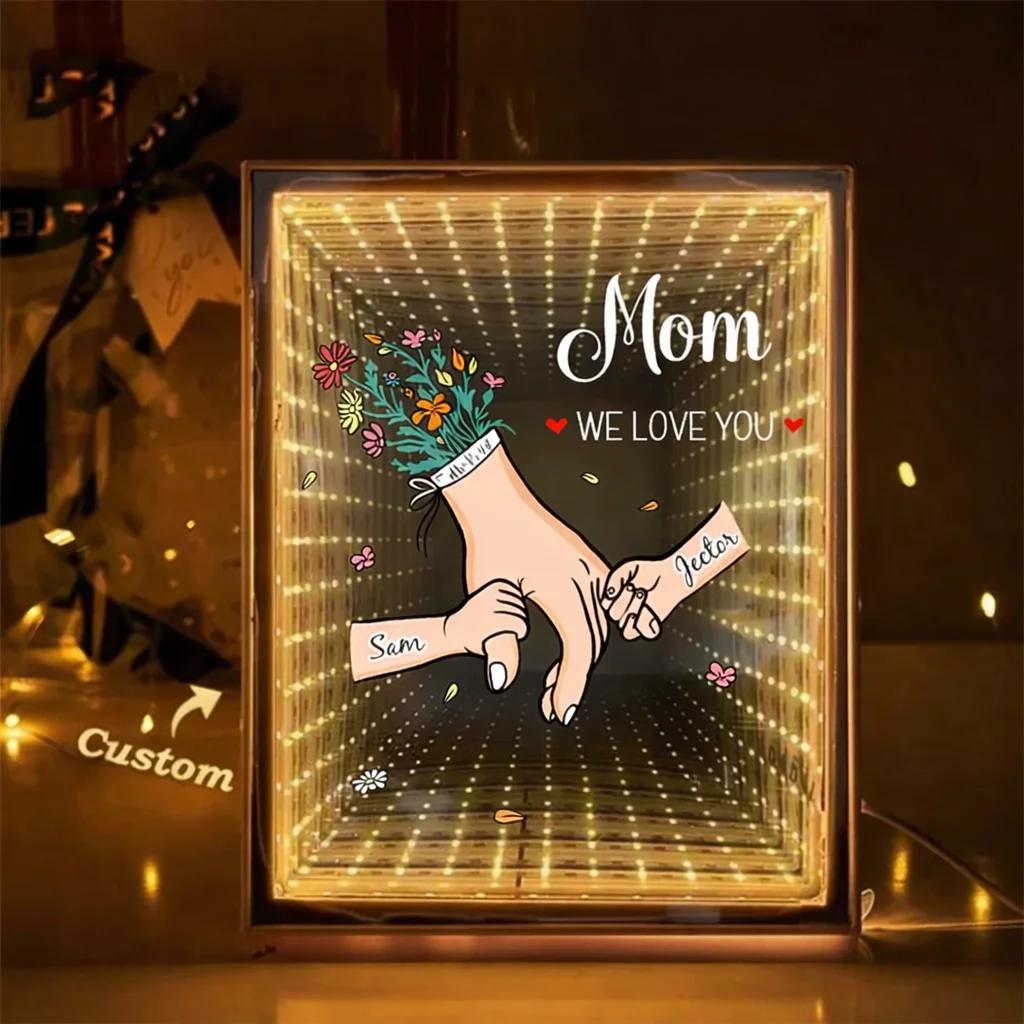 Family Love Blooms Forever - Personalized Mom We Love You Customised Starry Mirror Lightboxes