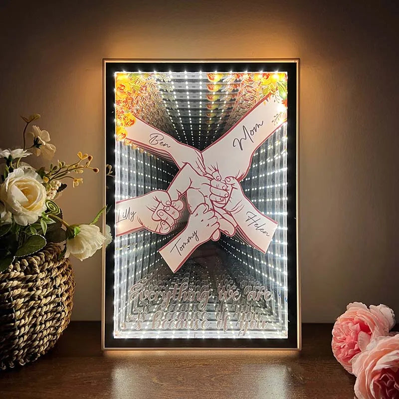 3D Mom Everything We Are Is Because Of You - Personalized Mirror Light Box Pro  (Customized free)