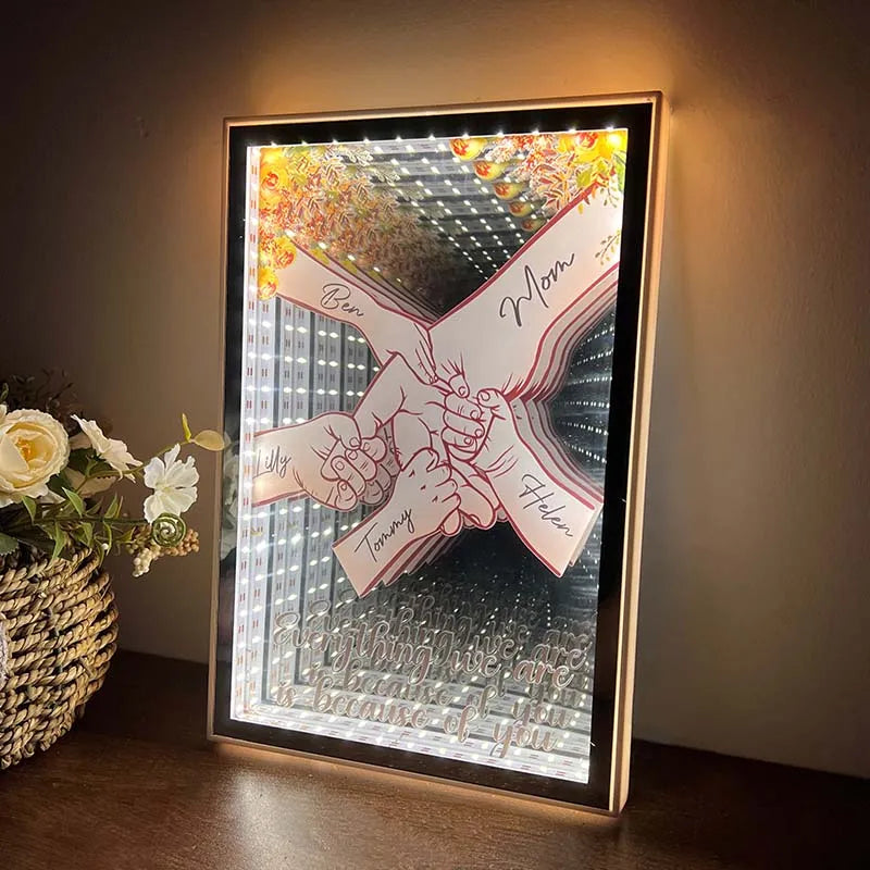 3D Mom Everything We Are Is Because Of You - Personalized Mirror Light Box Pro  (Customized free)