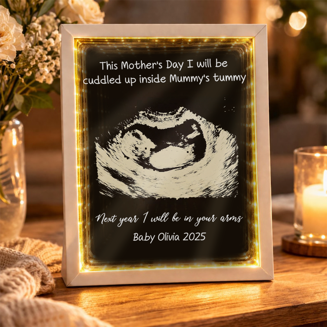 Pregnant Mom Gift, Personalised First Mother’s Day Photo LED Night Light, Pregnancy Announcement